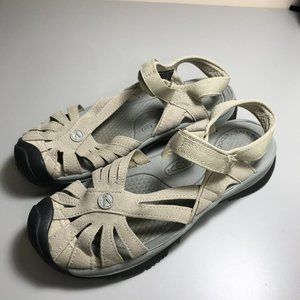 KEEN Rose Sandals Womens 8.5 US Beige Gray Sling Back UK 6 EU 39 Anti Odor